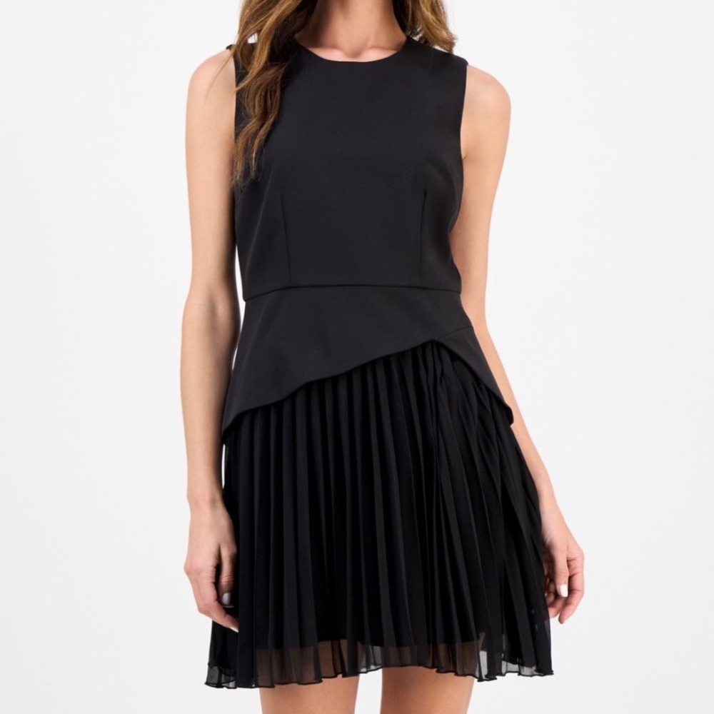Sam Edelman Tailored Crepe Pleated Skirt Dress Womens 12 NWT Black MSRP $148